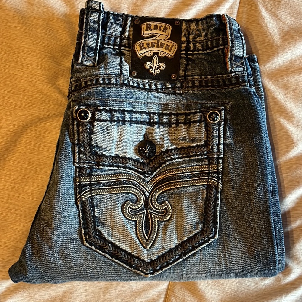 Mens Rock Revival Straight Jean